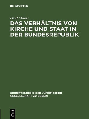 cover image of Das Verhältnis von Kirche und Staat in der Bundesrepublik